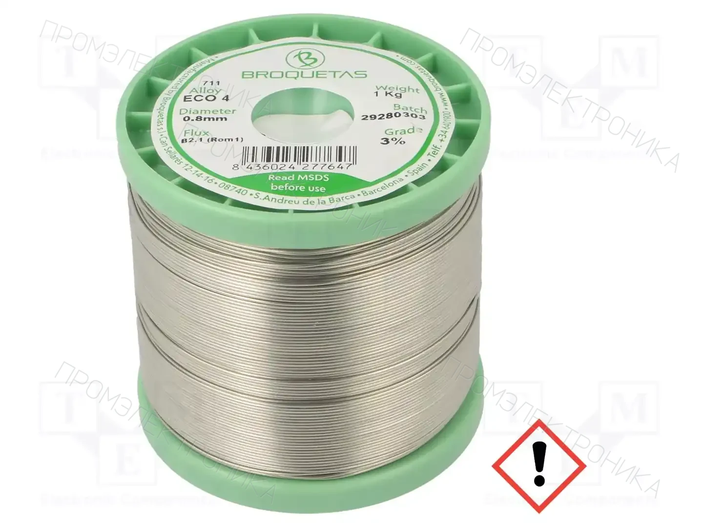 BROQUETAS ECO4 (SNAG3CU0.5) FLUX B2.1 0,8 MM 1000G — Паяльные провода бессвинцовые