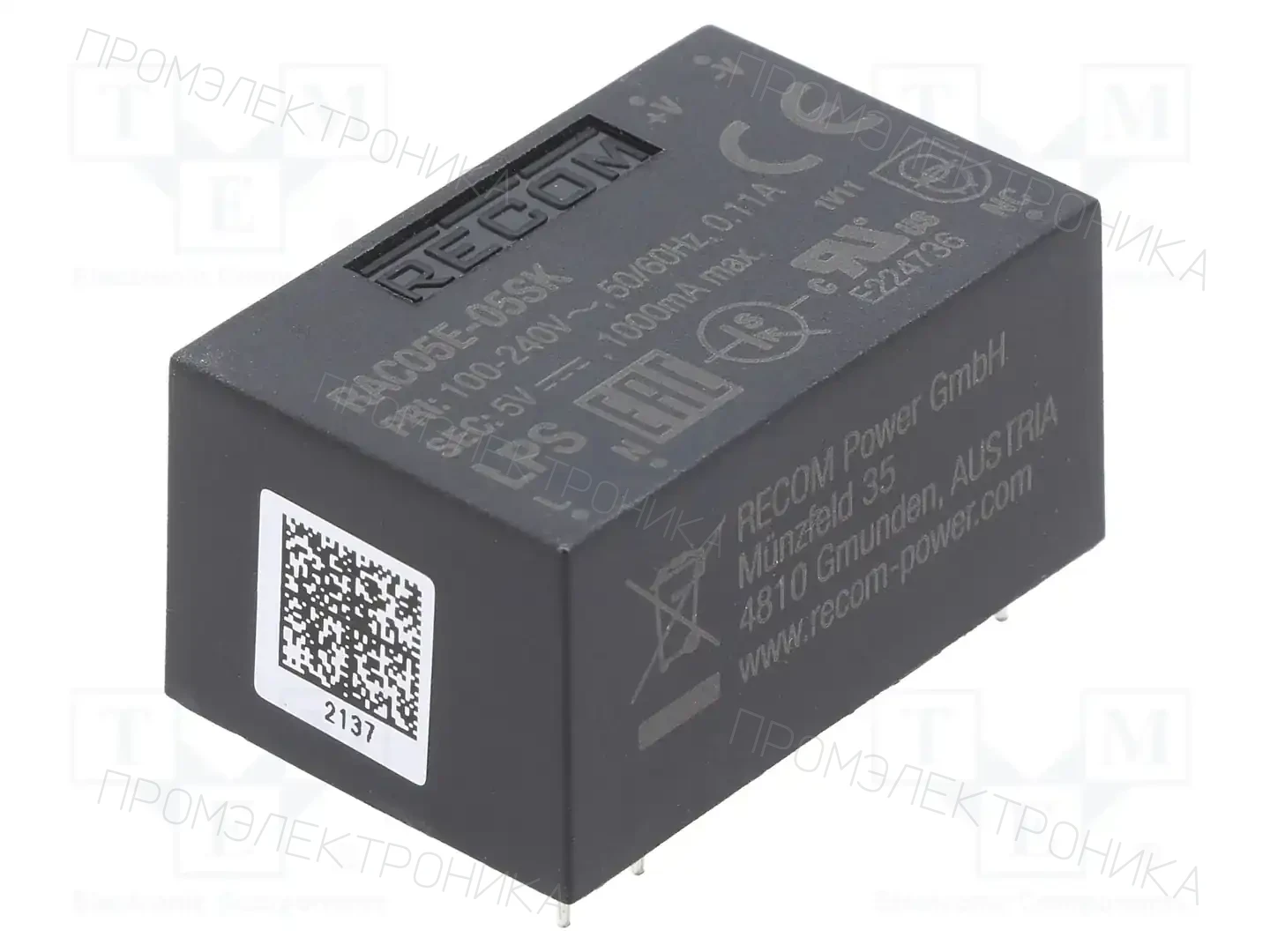RECOM RAC05E-05SK — Преобразователи AC/DC для PCB