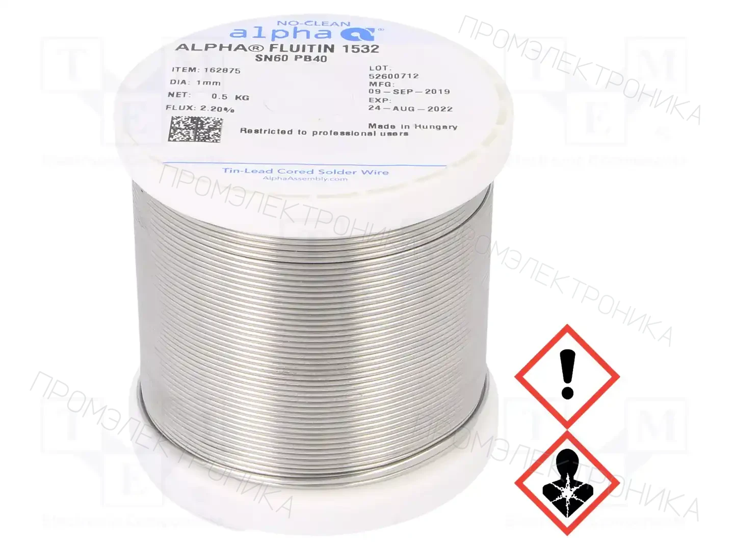 ALPHA SN60PB40 FLUITIN 1532/122 1MM 500G — Паяльные провода свинцовые