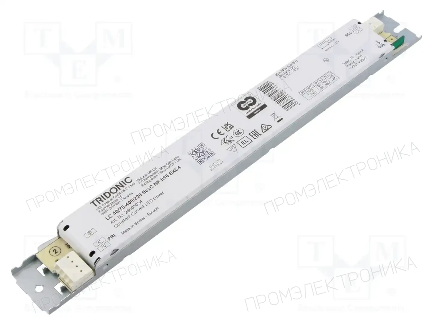TRIDONIC LC 40/75-400/220 FLEXC NF H16 EXC4 — Блоки питания для LED