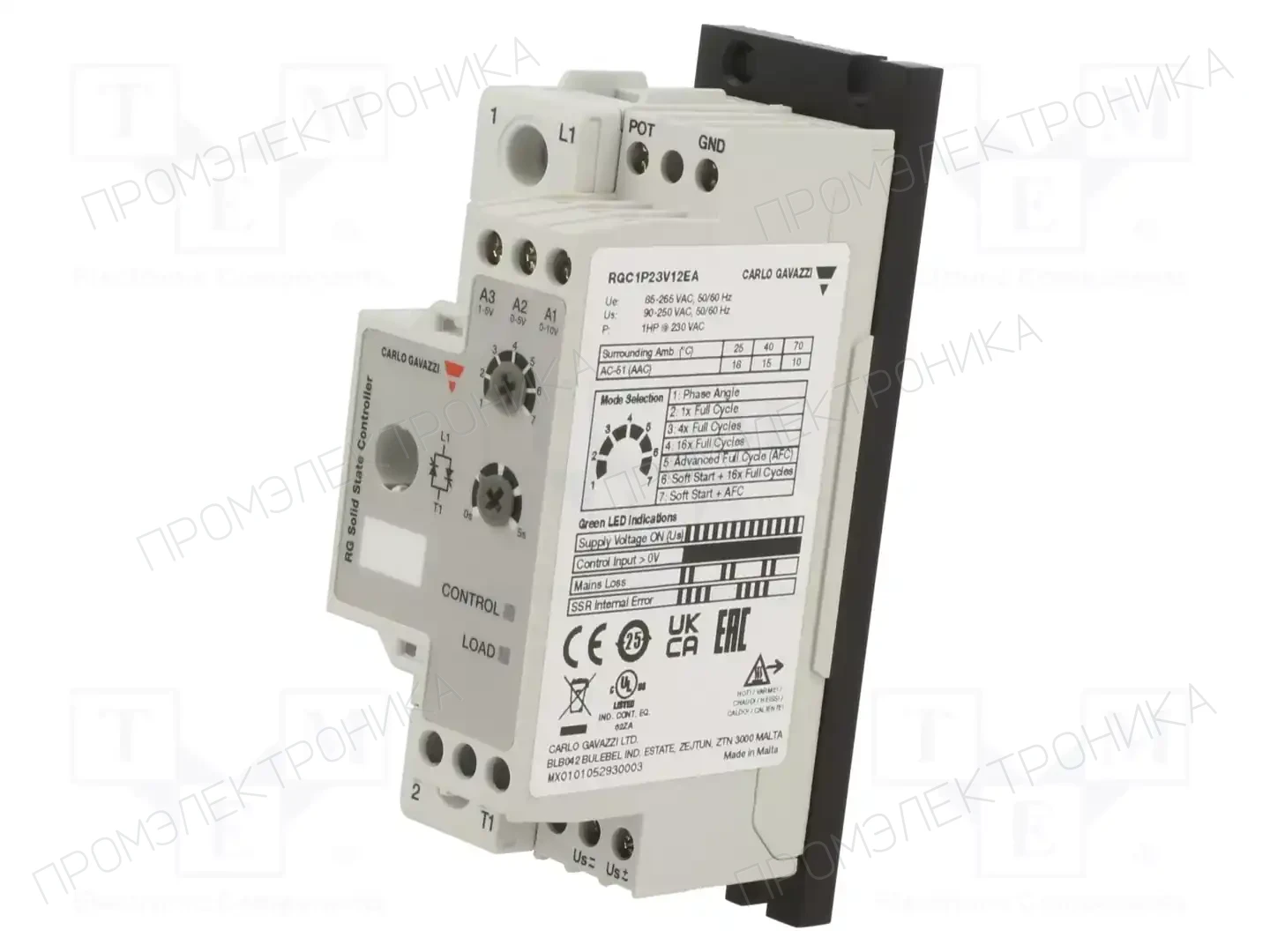 CARLO GAVAZZI RGC1P23V12EA — Реле SSR однофазные