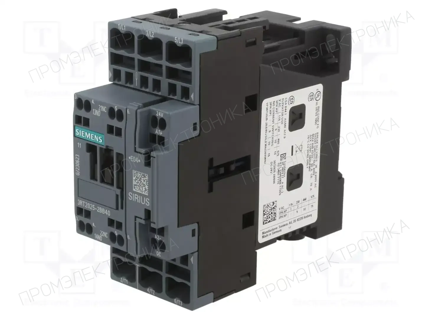 SIEMENS 3RT2025-2BB40 — Контакторы - главные модули