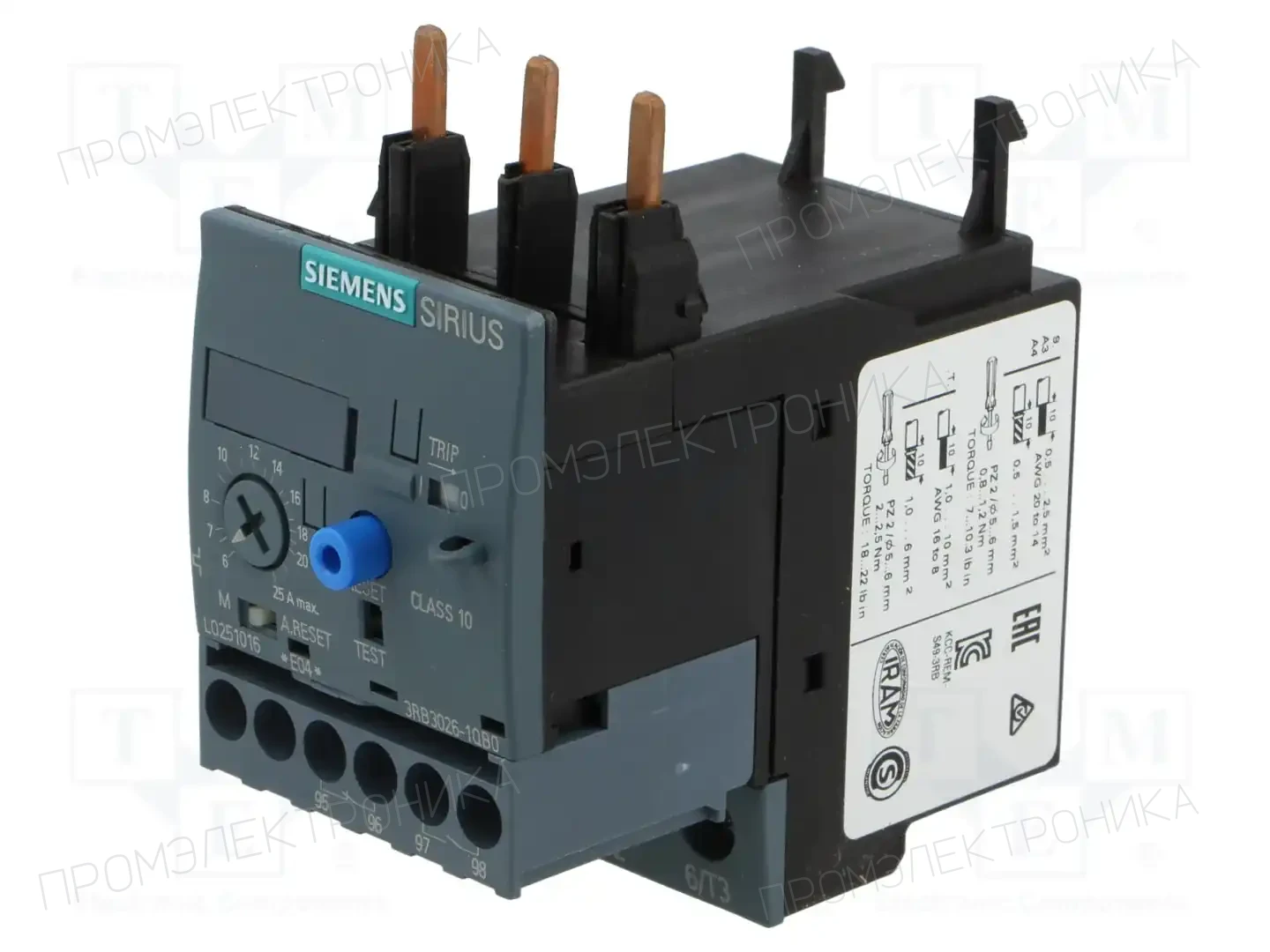 SIEMENS 3RB3026-1QB0 — Контакторы - дополнительное оборудование