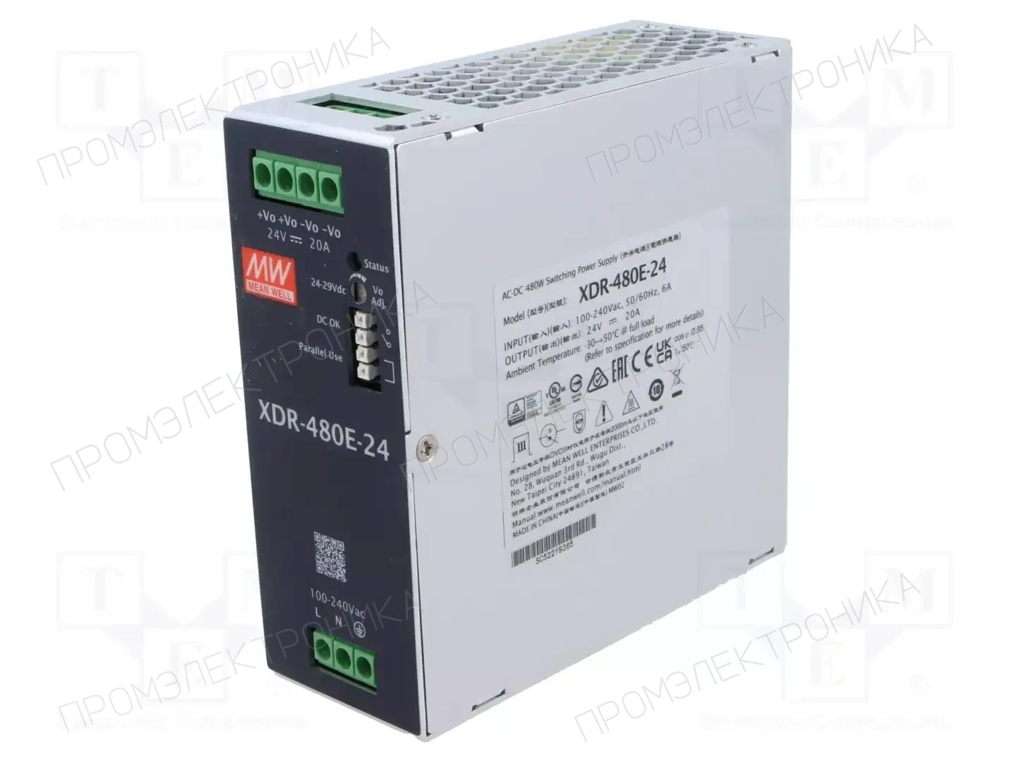 MEAN WELL XDR-480E-24 — Блоки питания на DIN-рейку