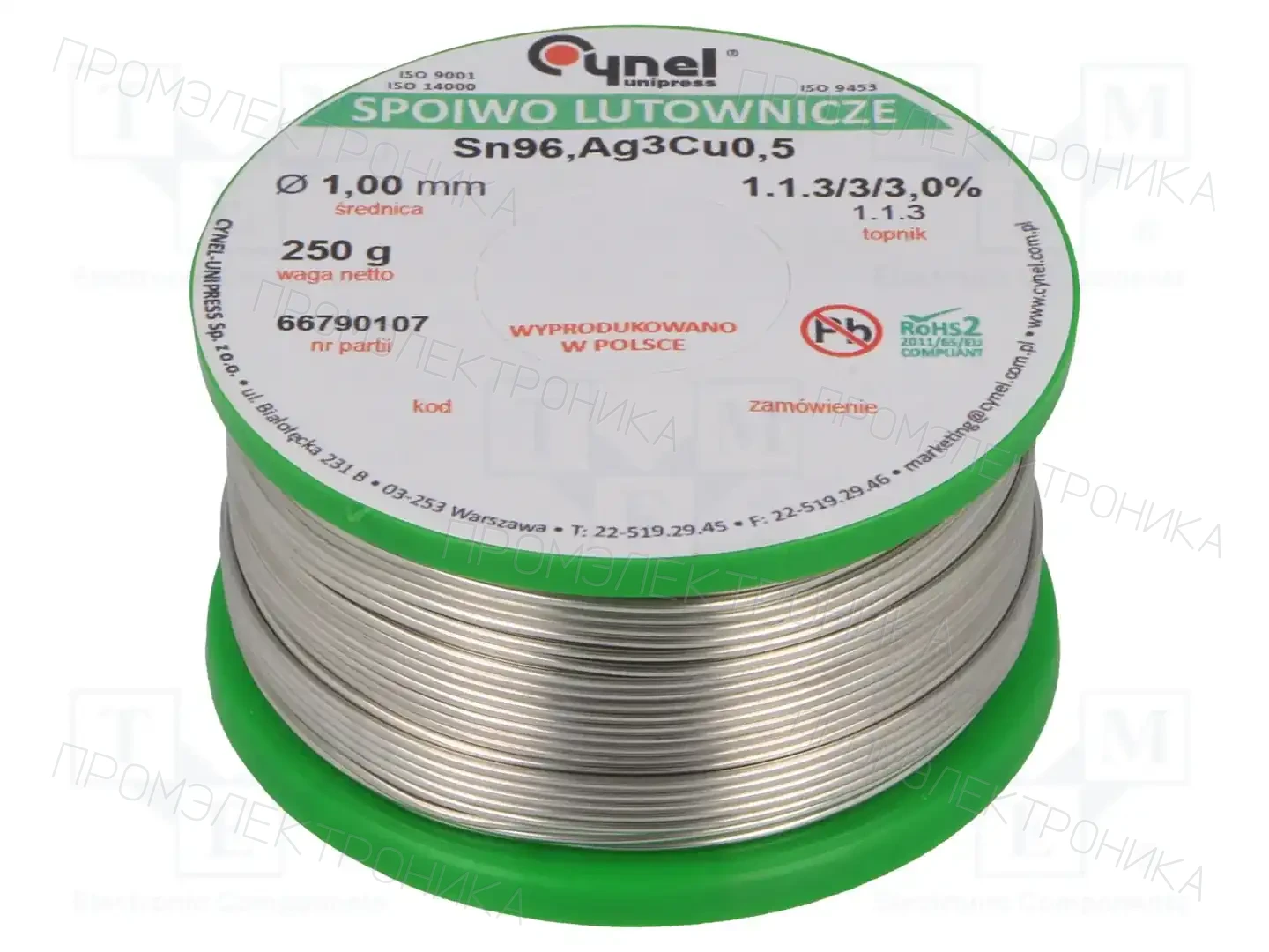 CYNEL SN96,5AG3CU0,5-1.1.3 Q 1.00MM 250G — Паяльные провода бессвинцовые