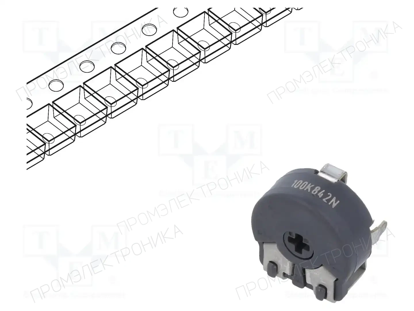 PIHER PS10KV60-104A3030-PM — Потенциометры SMD однооборотные