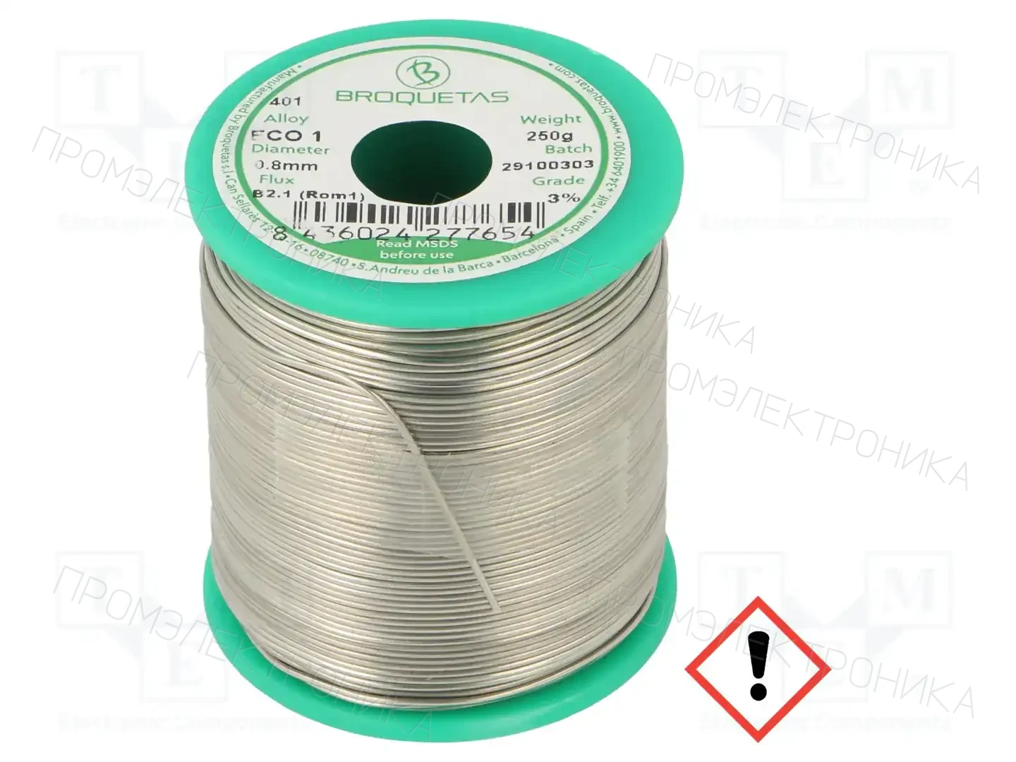 BROQUETAS ECO 1 (SNCU1) FLUX B2.1 0,8 MM 250G — Паяльные провода бессвинцовые
