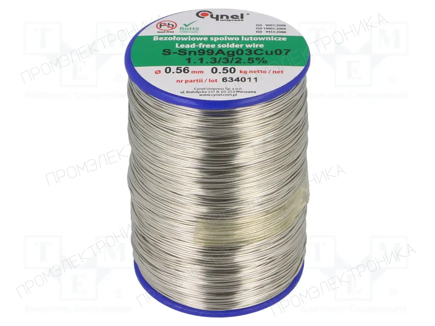 CYNEL SN99CU07AG03-1.1.3/0.56MM 500G — Паяльные провода бессвинцовые