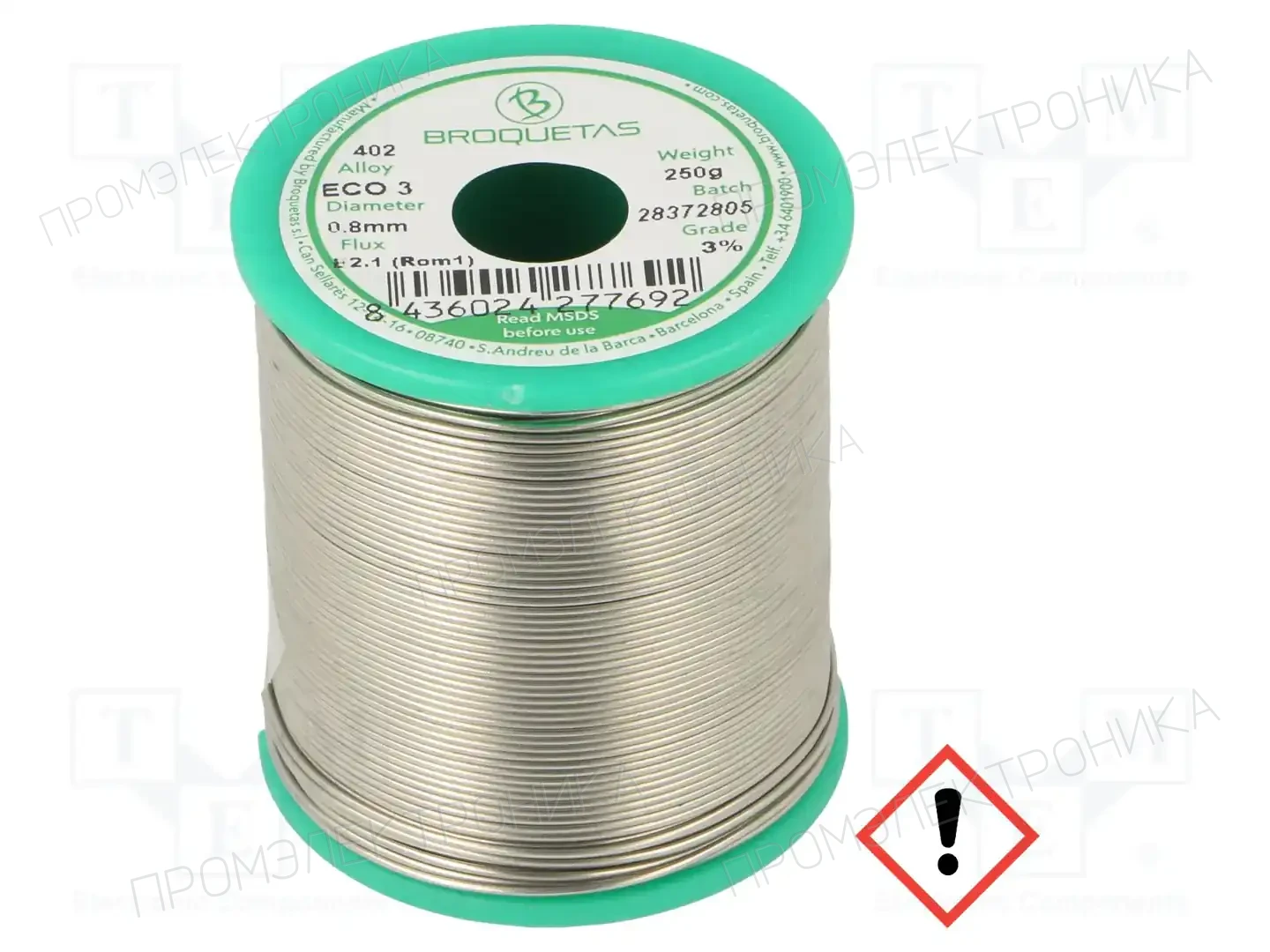 BROQUETAS ECO3 (SNCU3) FLUX B2.1 0,8 MM 250 G. — Паяльные провода бессвинцовые