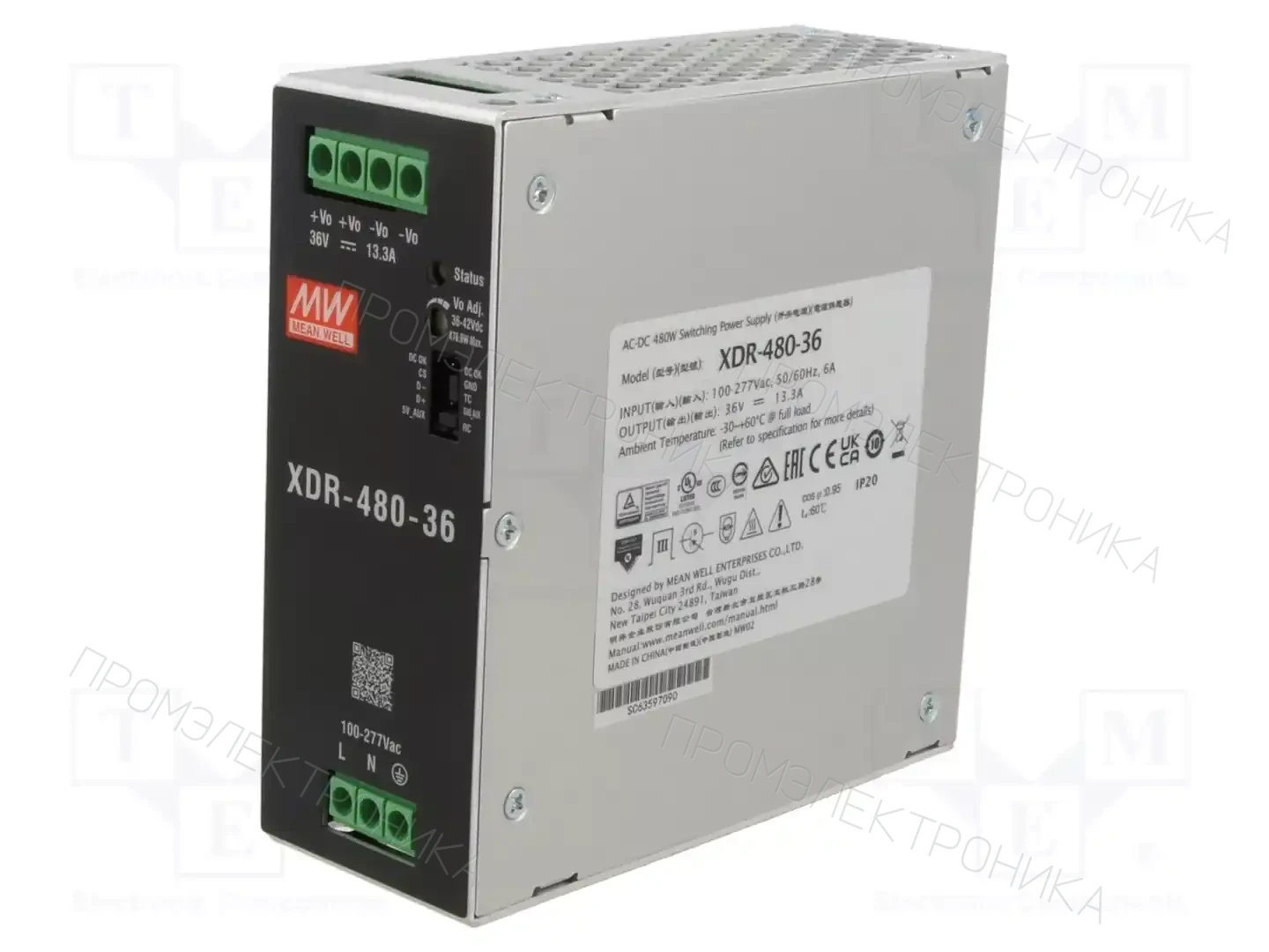 MEAN WELL XDR-480-36 — Блоки питания на DIN-рейку