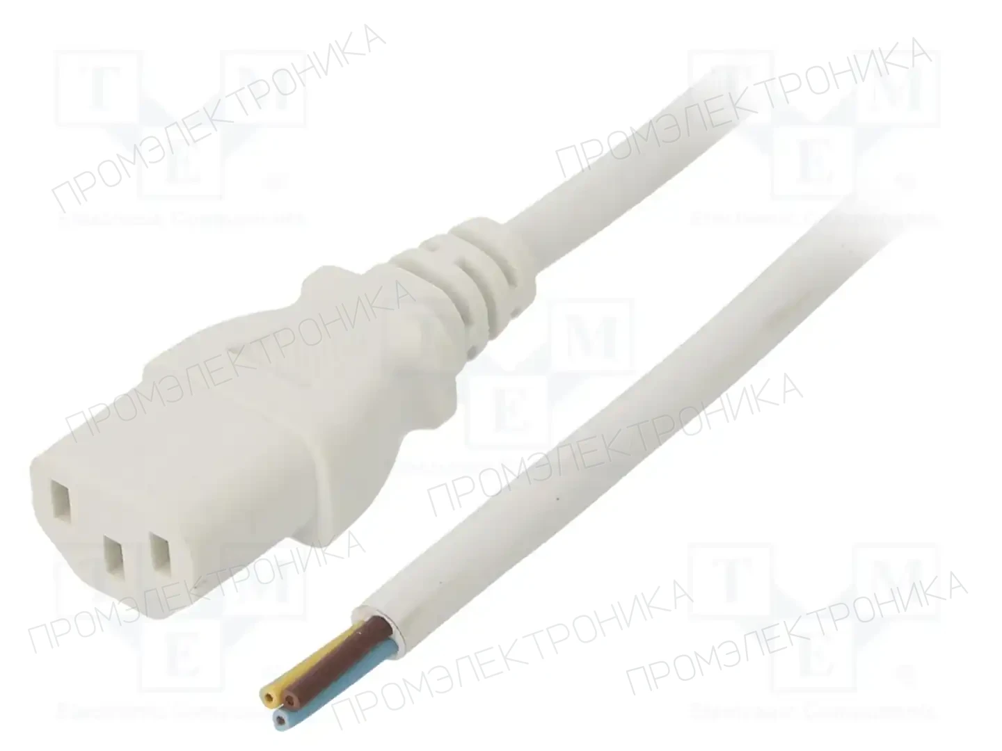 LIAN DUNG LT-501 H05VV-F 0.75/3C WHT 0.5M END — Кабели питания компьютерные и универс