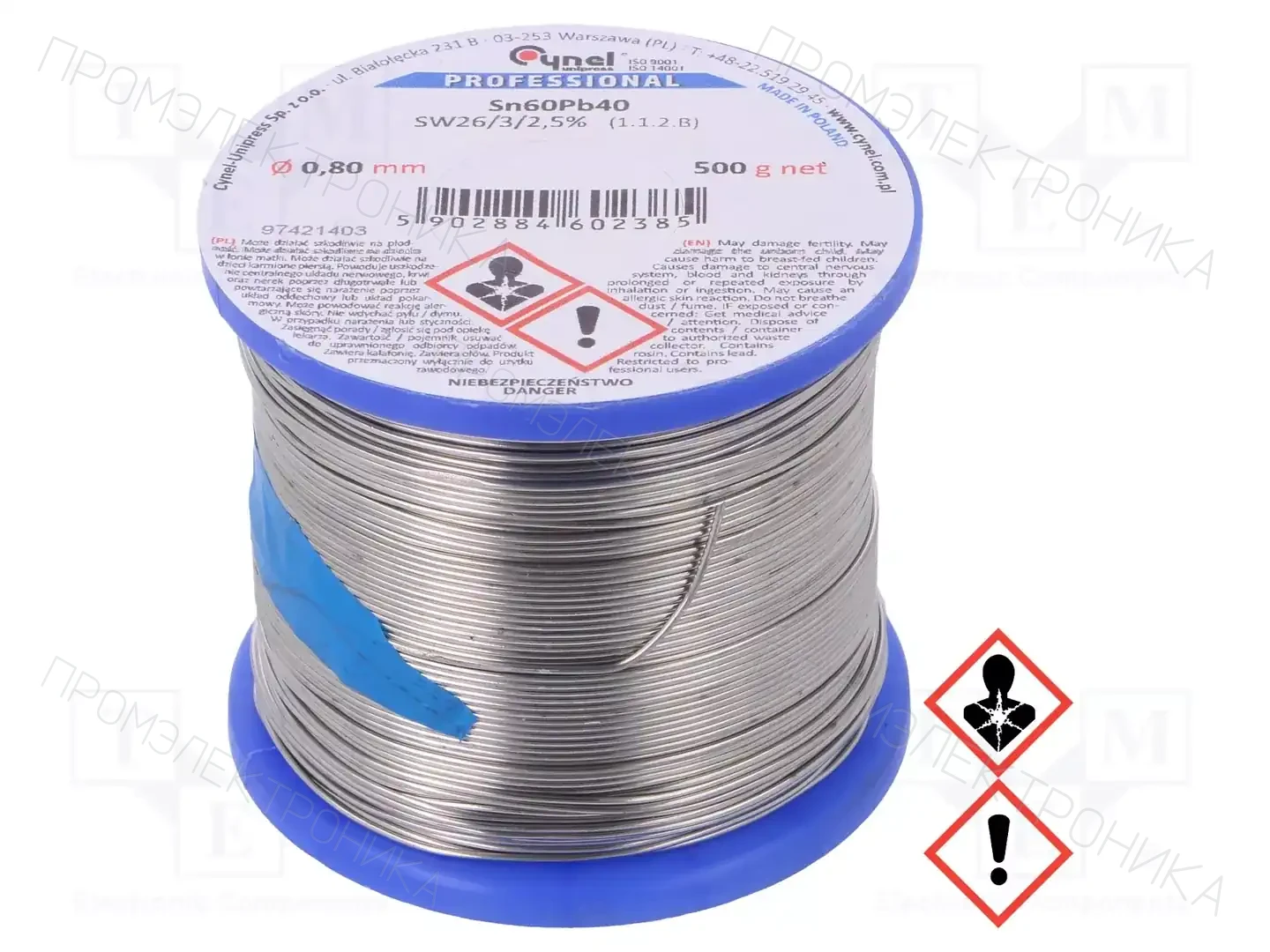 CYNEL SN60PB40-SW26 0.80 500G — Паяльные провода свинцовые