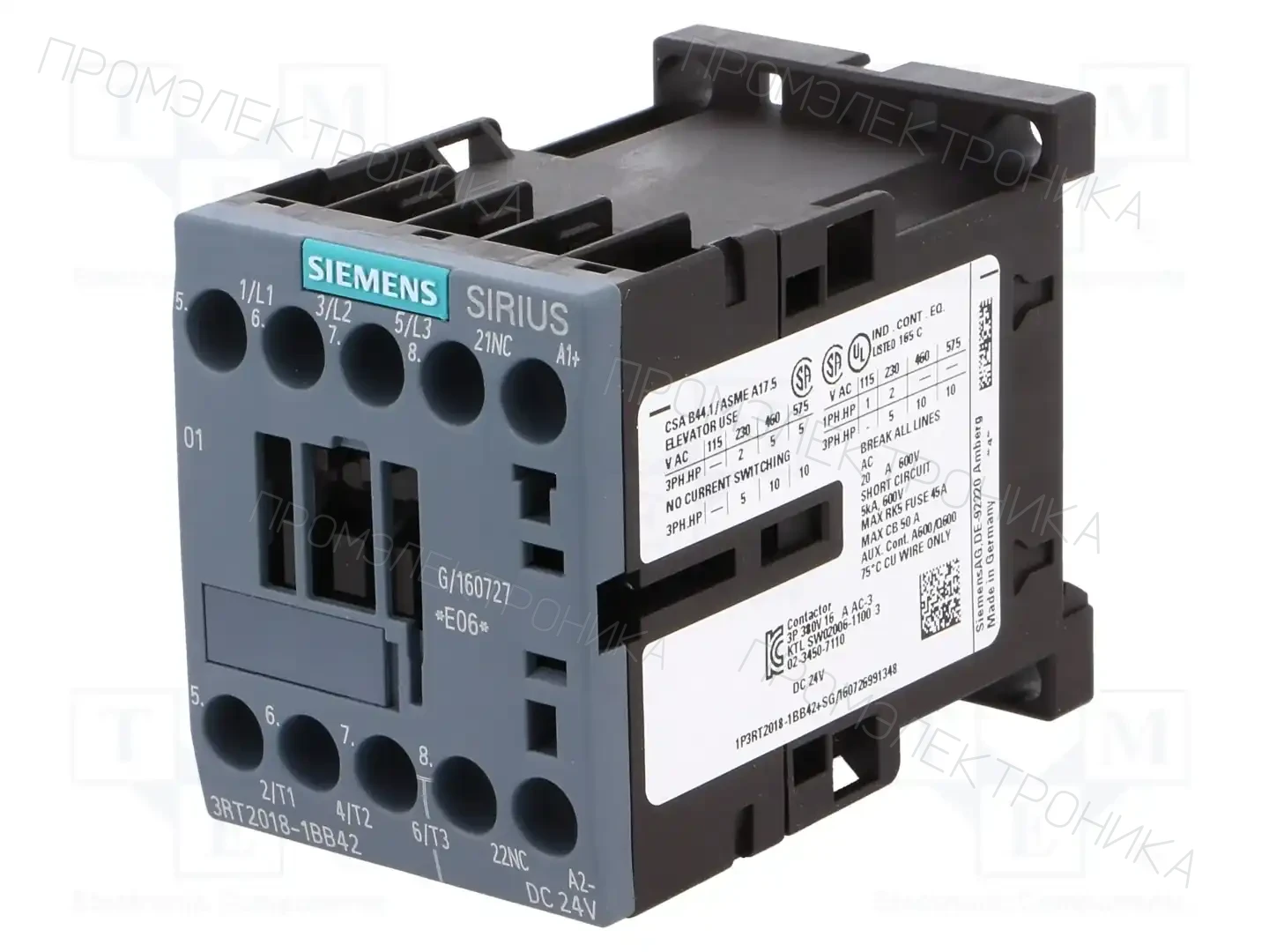 SIEMENS 3RT2018-1BB42 — Контакторы - главные модули
