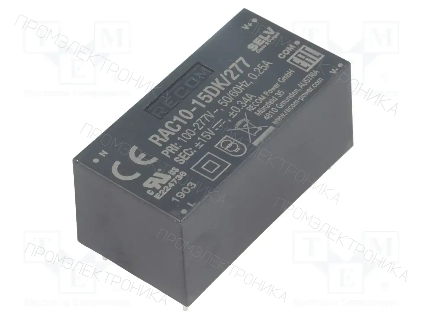 RECOM RAC10-15DK/277 — Преобразователи AC/DC для PCB