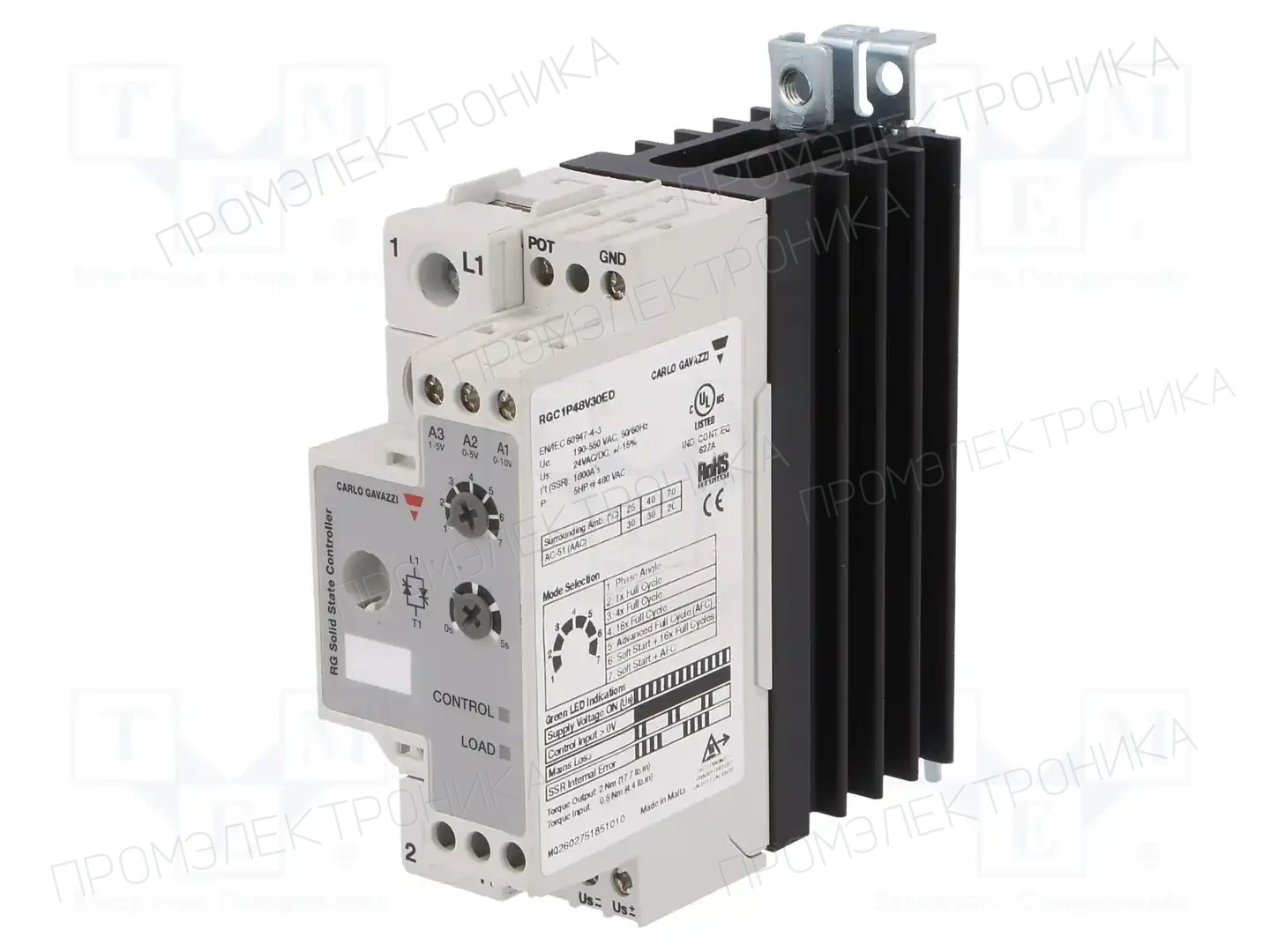 CARLO GAVAZZI RGC1P48V30ED — Реле SSR однофазные