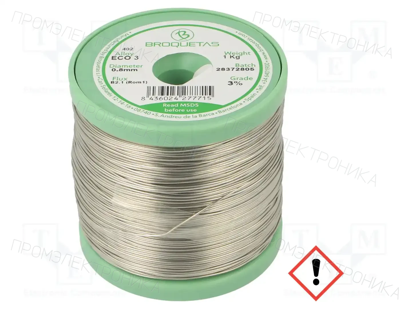 BROQUETAS ECO3 (SNCU3) FLUX B2.1 0,8 MM 1000 G. — Паяльные провода бессвинцовые
