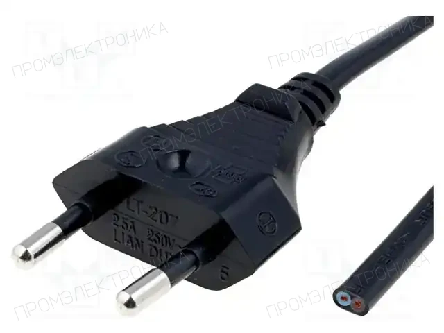 LIAN DUNG LT207 H03VVH2-F 2X0.75 1.8M BLK — Кабели питания компьютерные и универс