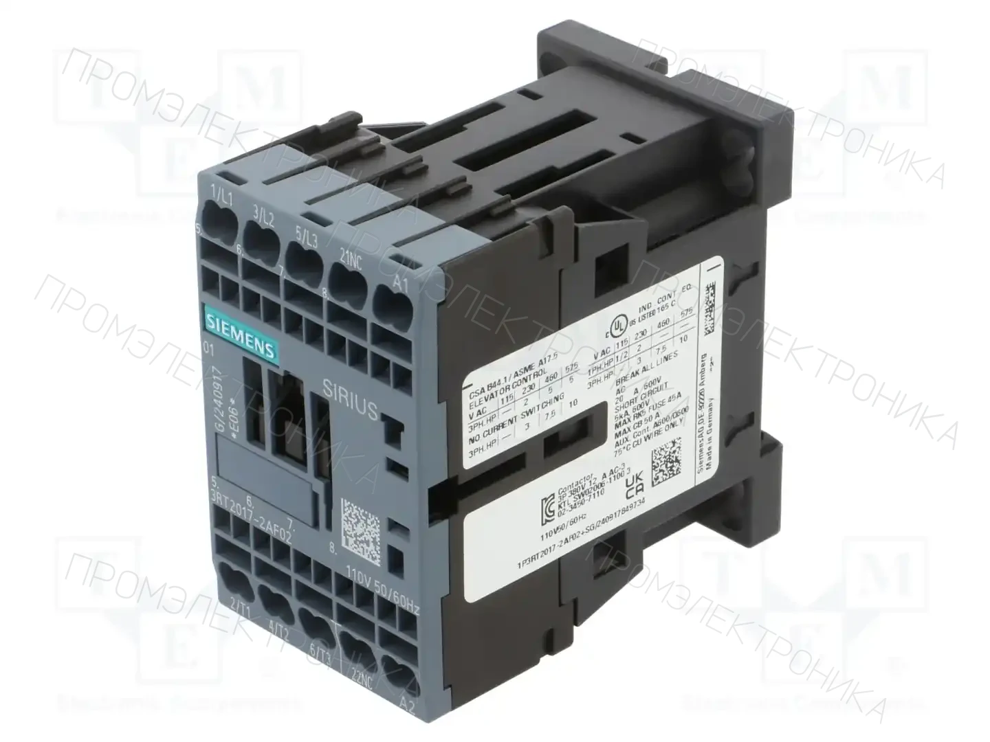 SIEMENS 3RT2017-2AF02 — Контакторы - главные модули