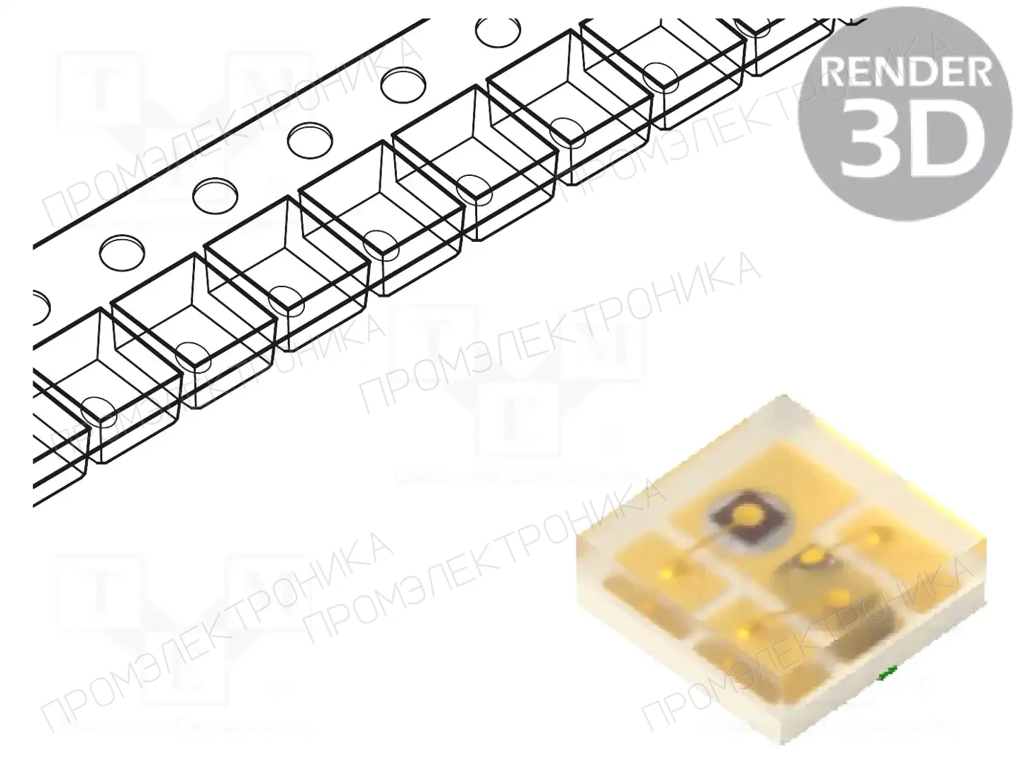 KINGBRIGHT ELECTRONIC KPGB-0607VBA1SEEKKC-TT — Светодиоды SMD цветные