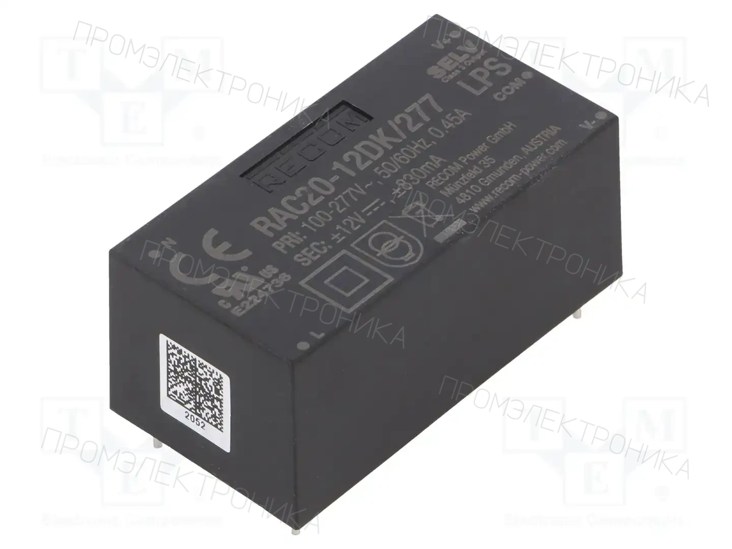 RECOM RAC20-12DK/277 — Преобразователи AC/DC для PCB