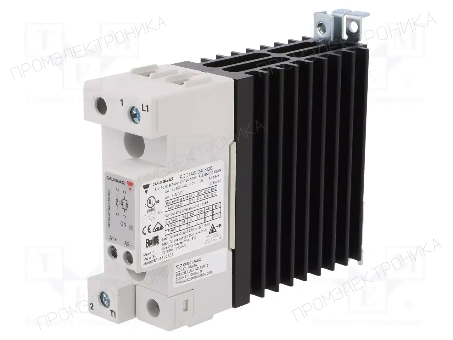 CARLO GAVAZZI RGC1A60D40KGE — Реле SSR однофазные