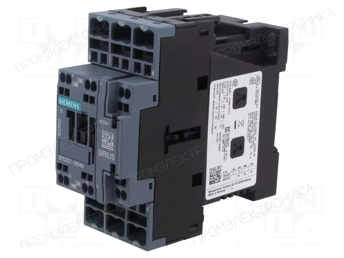 SIEMENS 3RT2027-2BB40 — Контакторы - главные модули