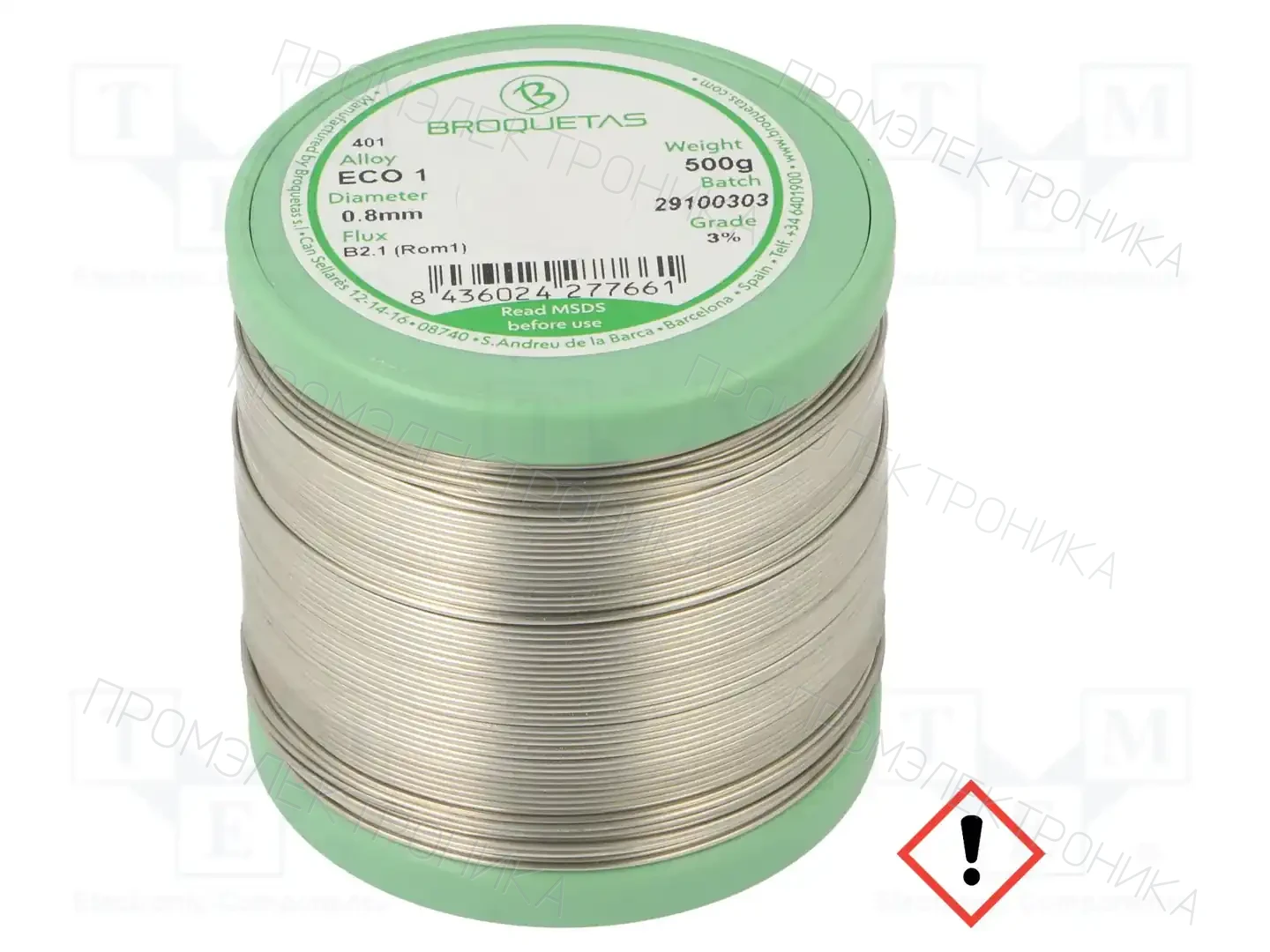 BROQUETAS ECO 1 (SNCU1) FLUX B2.1 0,8 MM 500G — Паяльные провода бессвинцовые