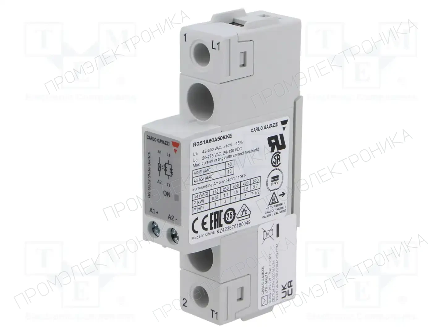 CARLO GAVAZZI RGS1A60A50KKE — Реле SSR однофазные