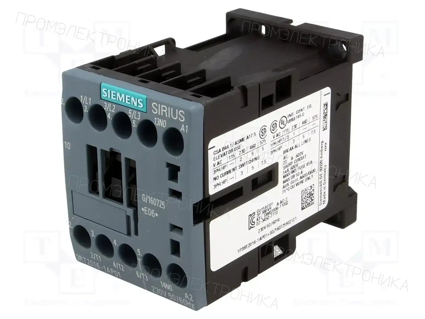 SIEMENS 3RT2016-1AP01 — Контакторы - главные модули