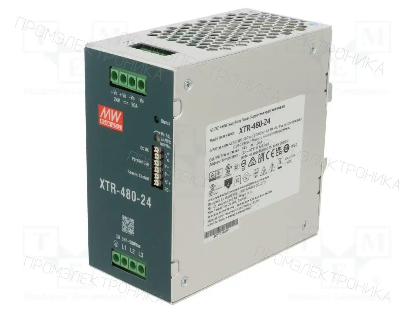 MEAN WELL XTR-480-24 — Блоки питания на DIN-рейку