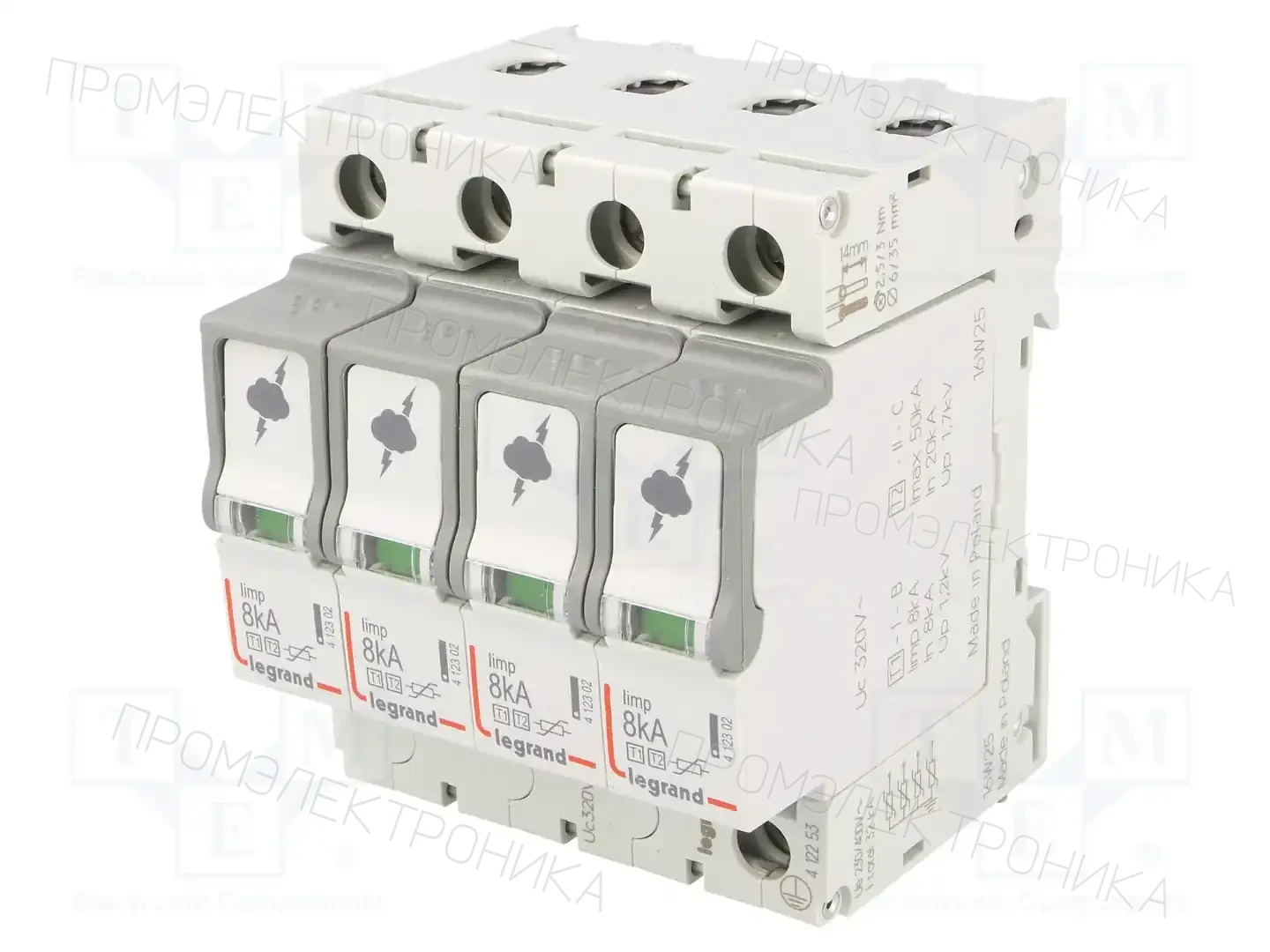LEGRAND T1+T2 8/50 4P — Ограничители перенапряжения