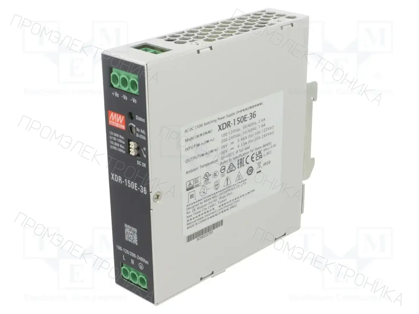 MEAN WELL XDR-150E-36 — Блоки питания на DIN-рейку