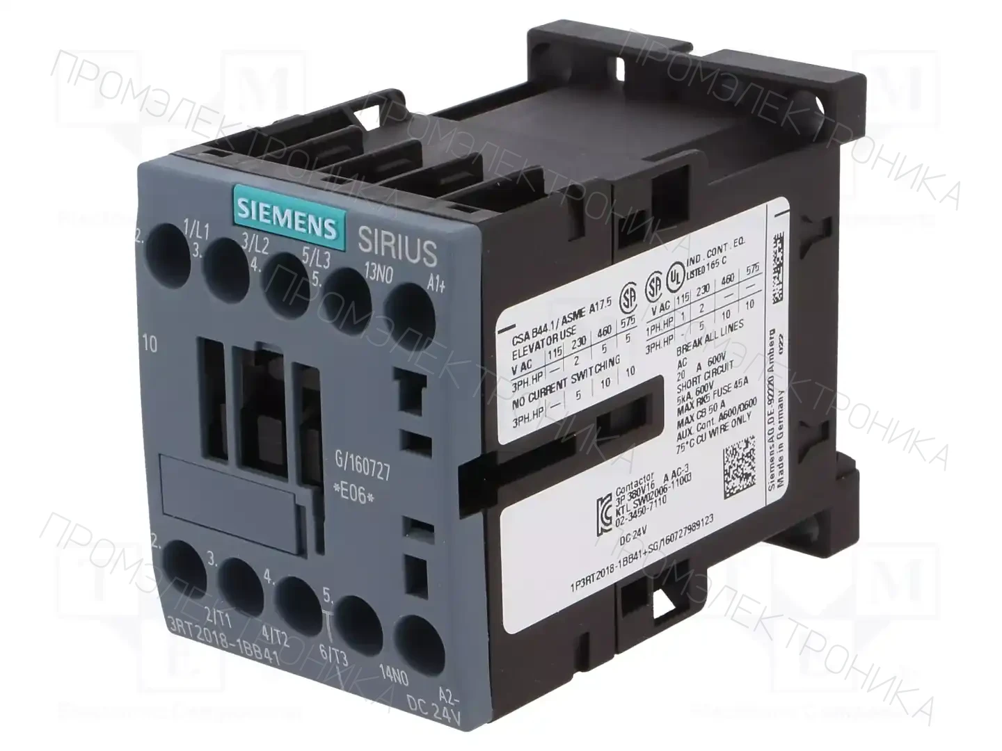 SIEMENS 3RT2018-1BB41 — Контакторы - главные модули
