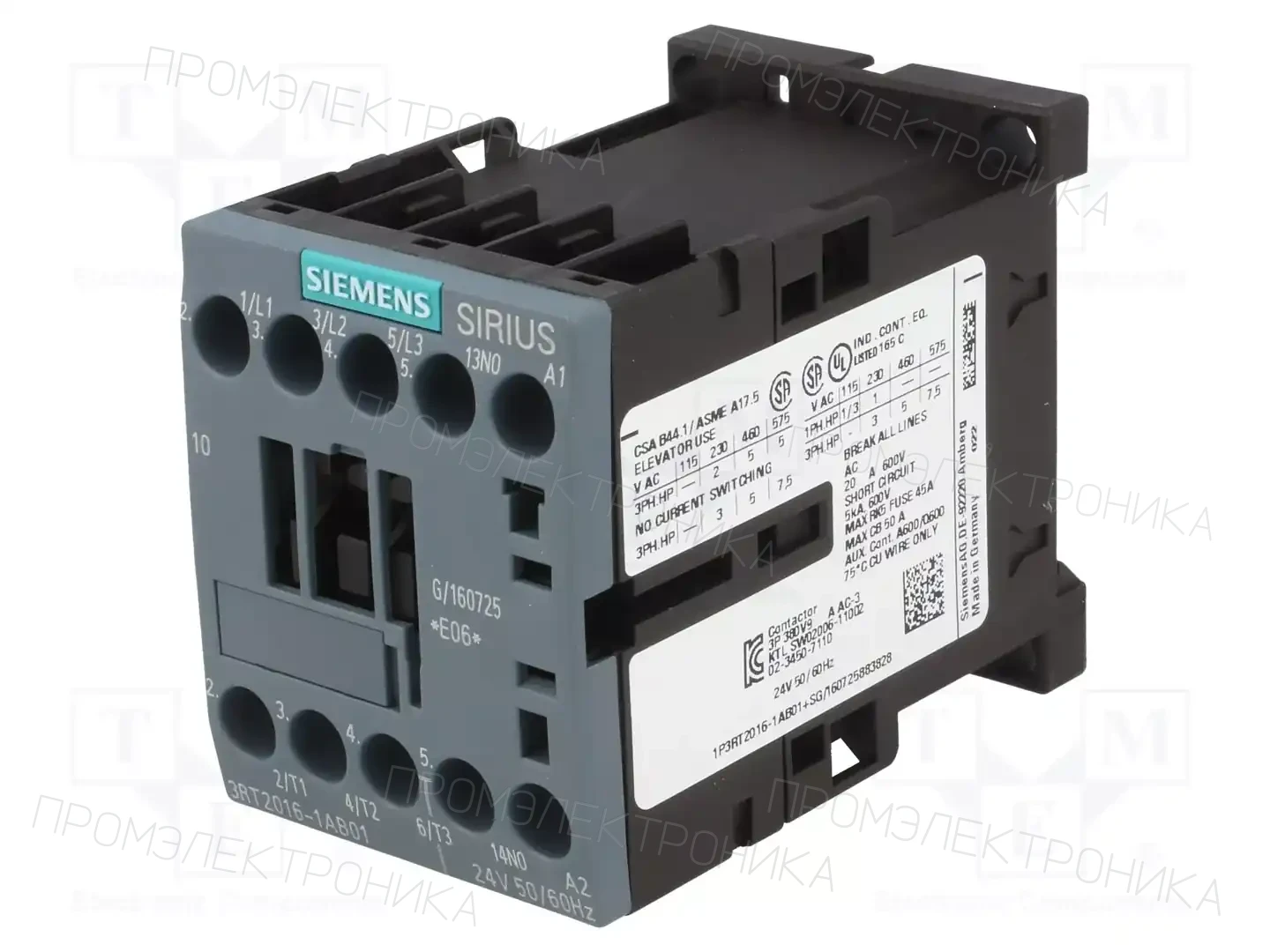 SIEMENS 3RT2016-1AB01 — Контакторы - главные модули