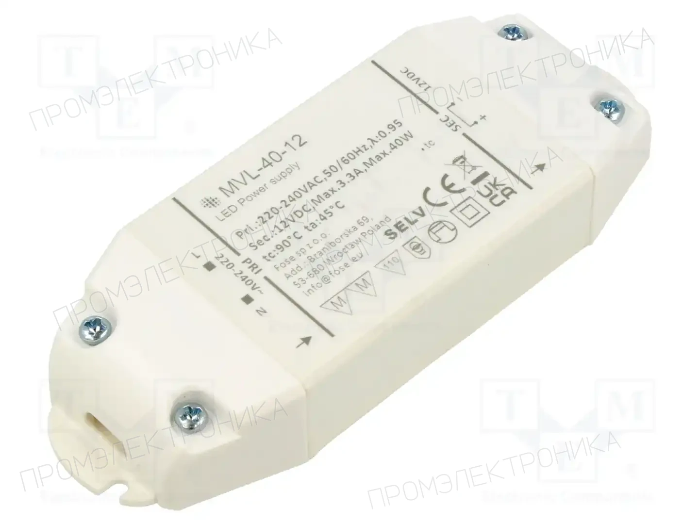 FOSE MVL-40-12 — Блоки питания для LED
