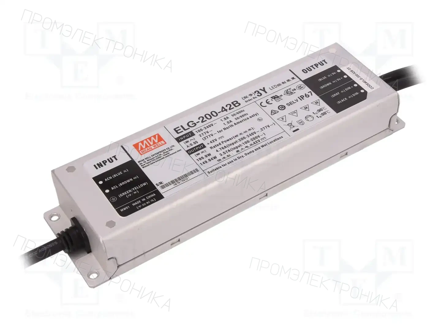MEAN WELL ELG-200-42B-3Y — Блоки питания для LED