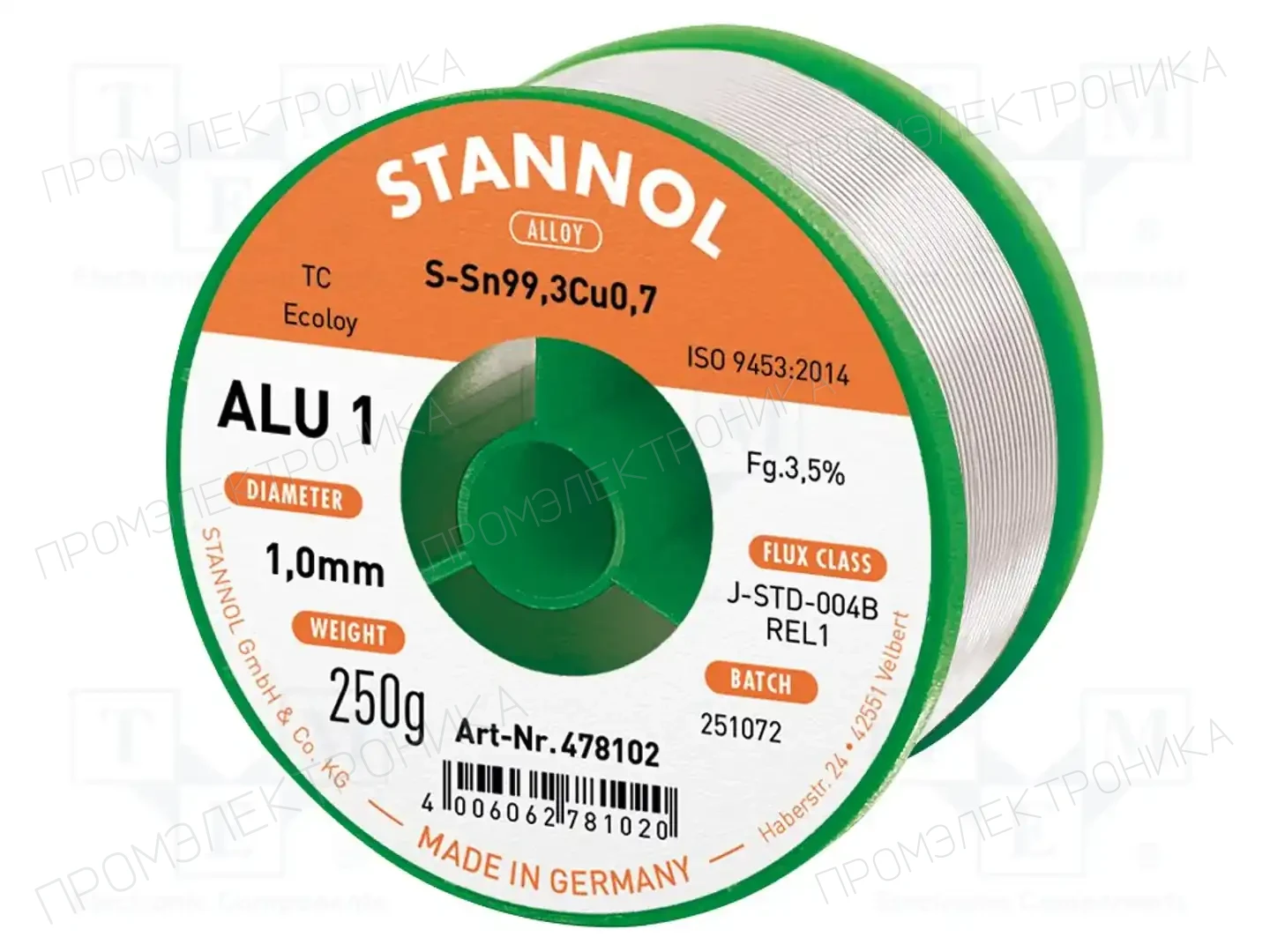 STANNOL 478102 — Паяльные провода бессвинцовые