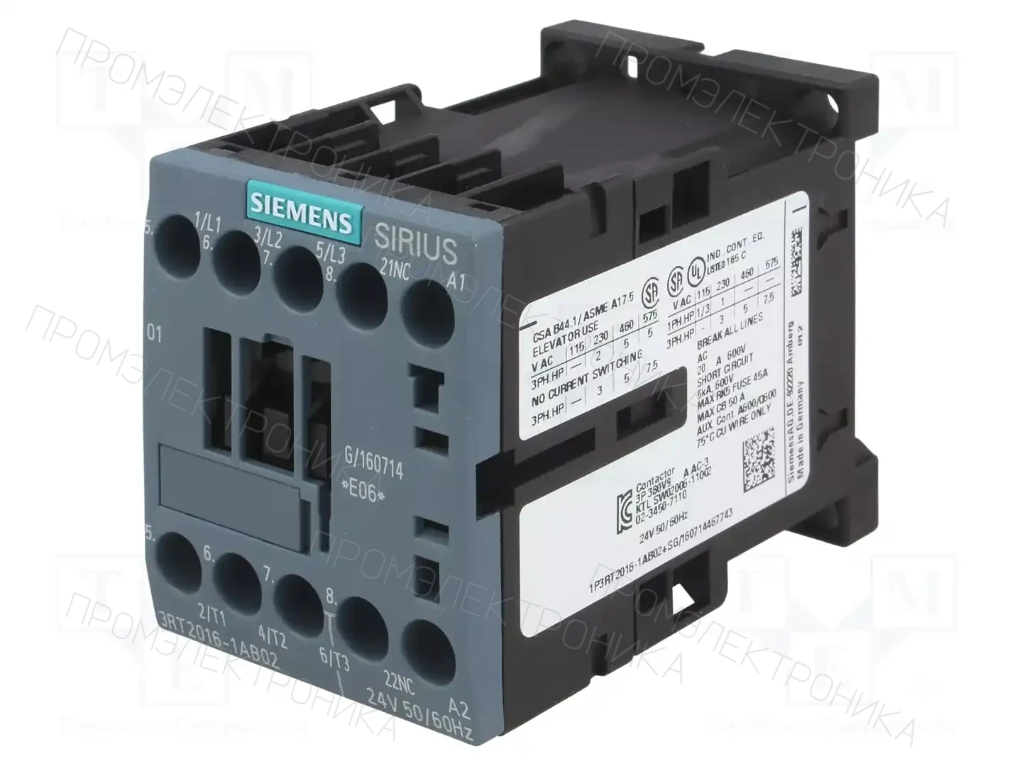 SIEMENS 3RT2016-1AB02 — Контакторы - главные модули