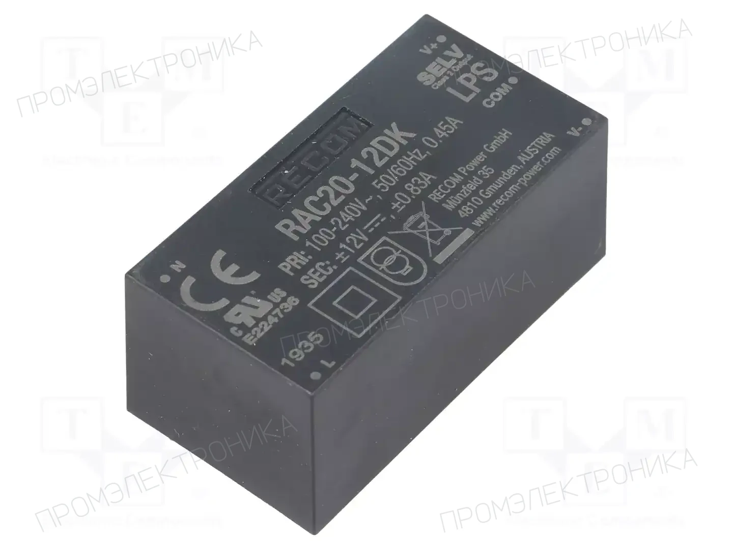 RECOM RAC20-12DK — Преобразователи AC/DC для PCB