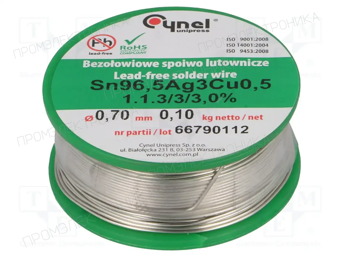 CYNEL SN96,5AG3CU0,5-1.1.3 Q 0.70MM 100G — Паяльные провода бессвинцовые