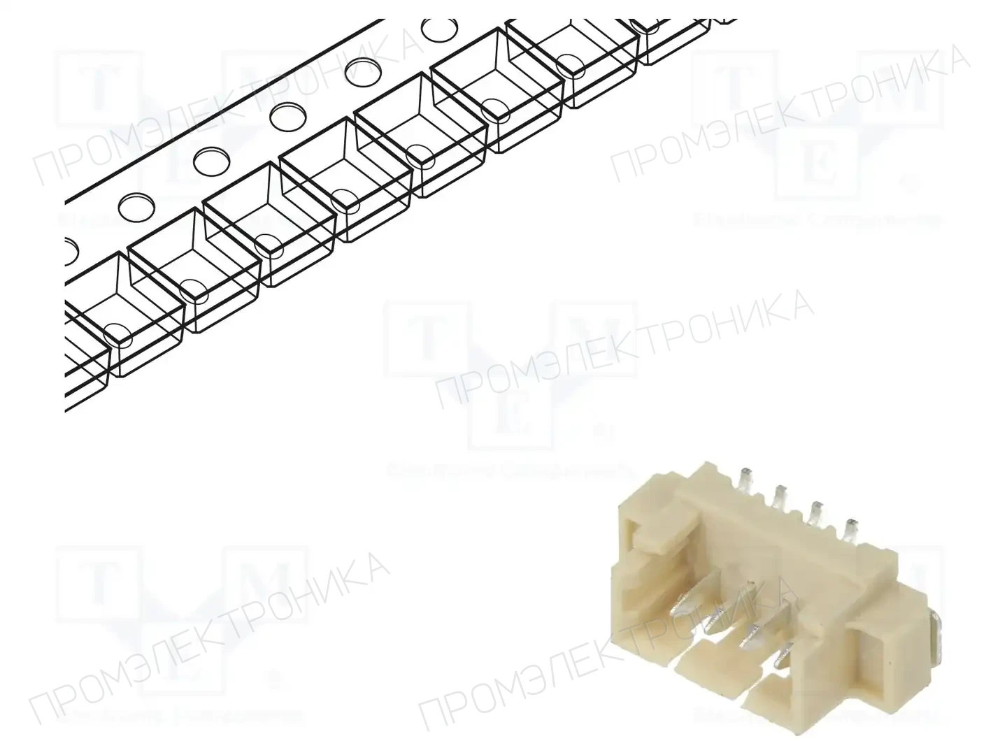 ADAM TECH 125SH-B-04-TS-SMT-T/R — Разъeмы сигнальные растр 1,25мм