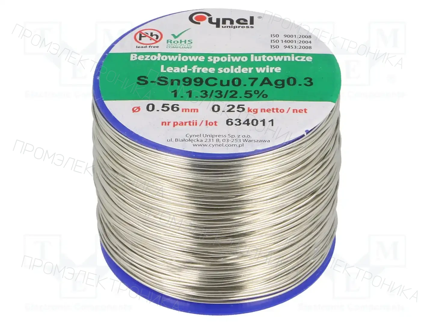 CYNEL SN99CU07AG03-1.1.3/0.56MM 250G — Паяльные провода бессвинцовые