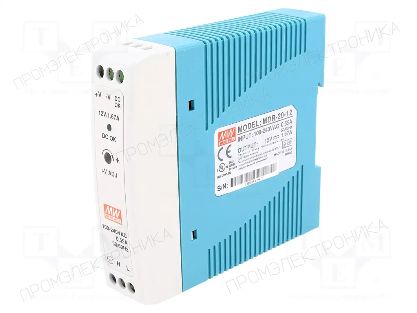 MEAN WELL MDR-20-12 — Блоки питания на DIN-рейку