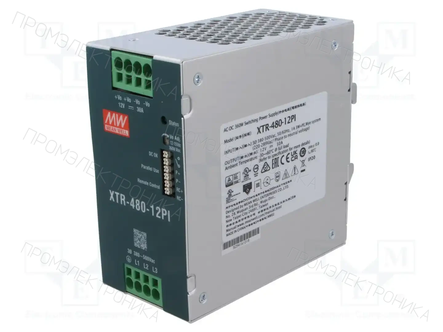 MEAN WELL XTR-480-12PI — Блоки питания на DIN-рейку