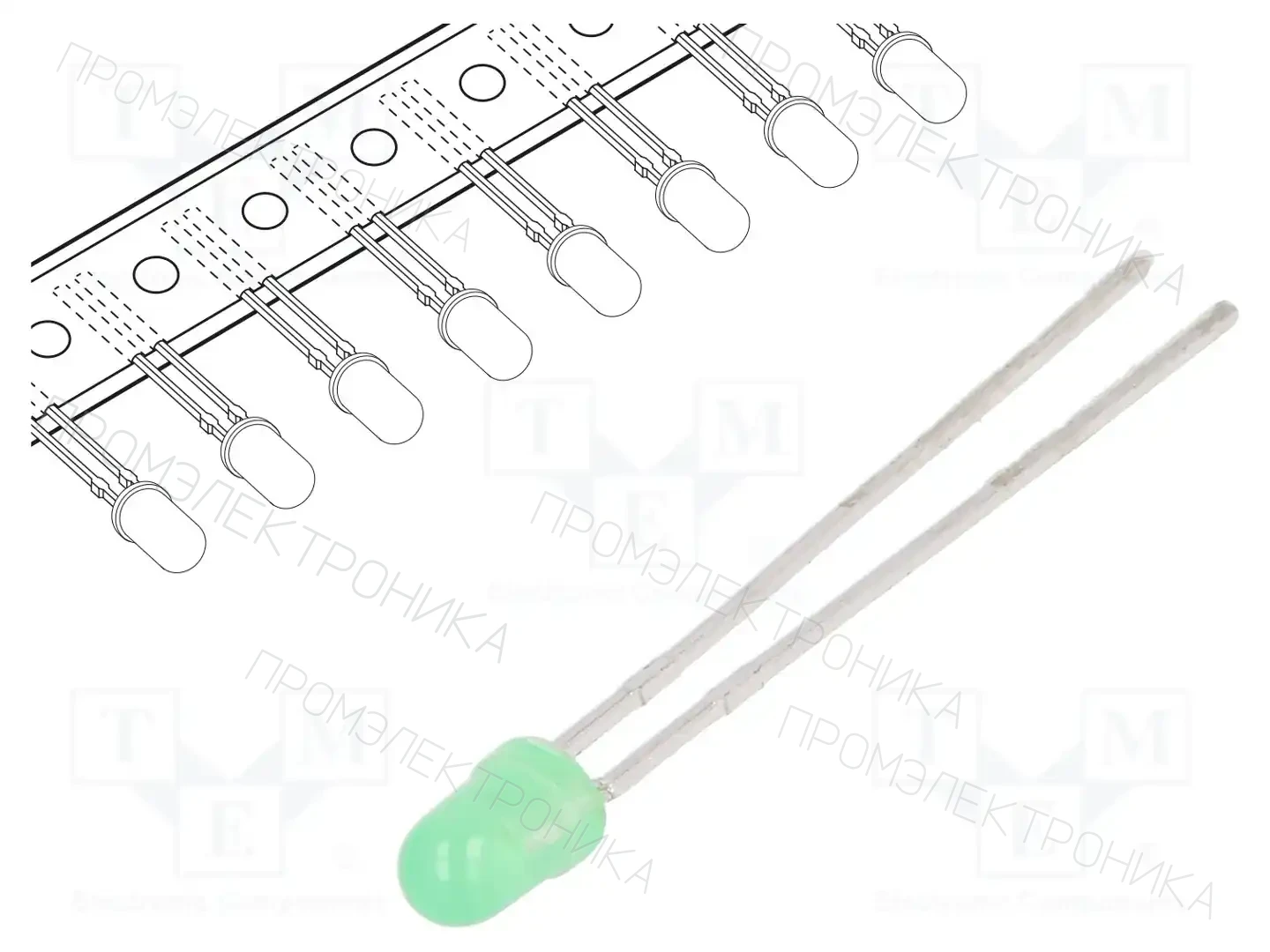 KINGBRIGHT ELECTRONIC L-934LGD-TNR2.54 — Круглые светодиоды THT