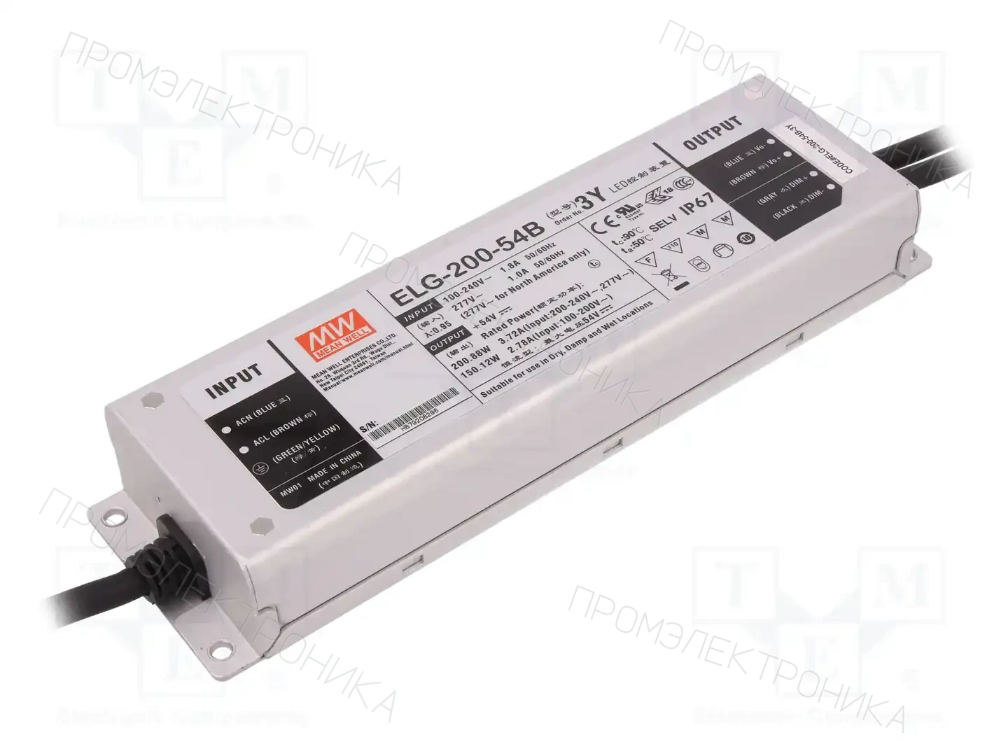MEAN WELL ELG-200-54B-3Y — Блоки питания для LED