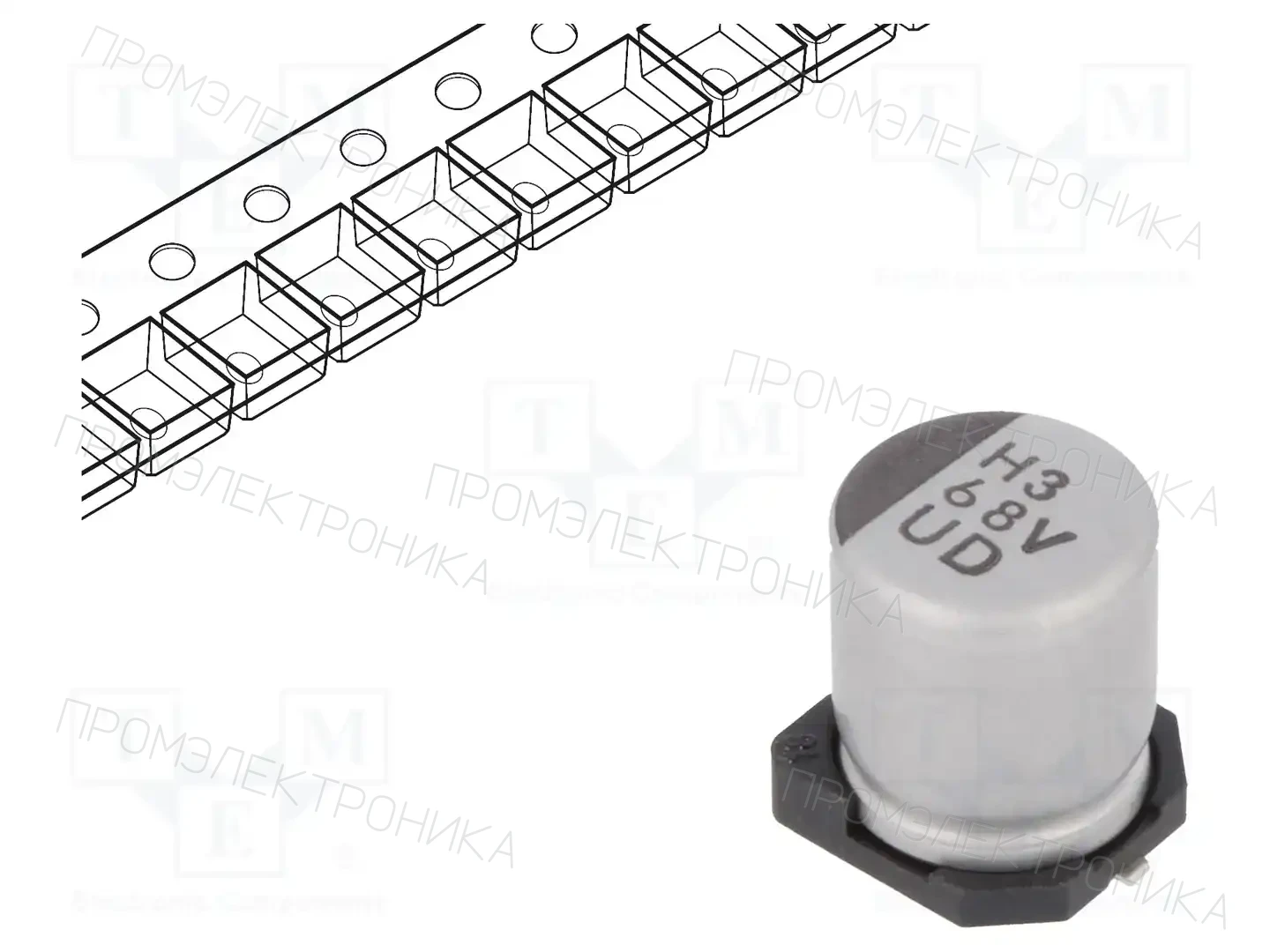 NICHICON UUD1V680MCL1GS — Конденсаторы электролитические SMD