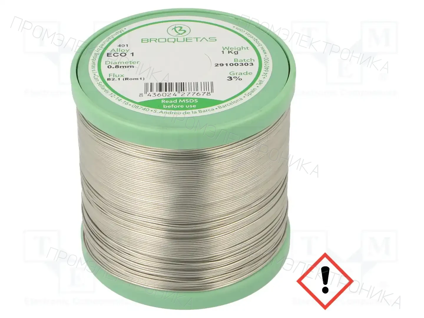 BROQUETAS ECO 1 (SNCU1) FLUX B2.1 0,8 MM 1000G — Паяльные провода бессвинцовые