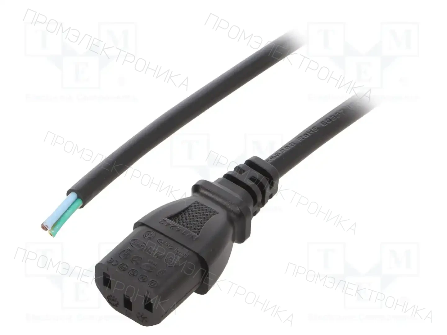 LIAN DUNG LT-501 H05VV-F 0.75/3C BLK 0.5M END — Кабели питания компьютерные и универс