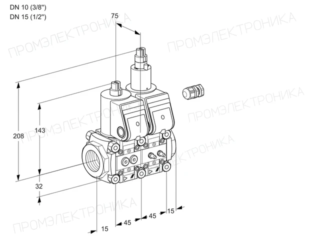 Kromschroder VCS 1E10R/15R05NLQR/PPMM/PPPP — двойной электромагнитный газовый клапан — 88107002